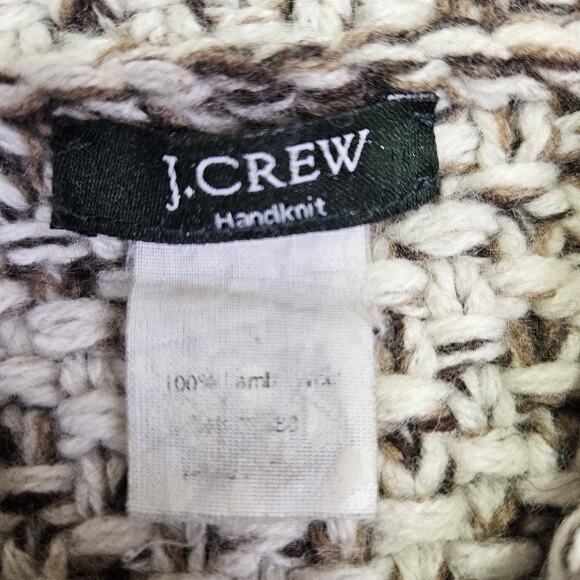 VTG J.Crew Womans Handknit Lambs Wool Cardigan Sweater Marble Brown Fisherman XS - Picture 12 of 16